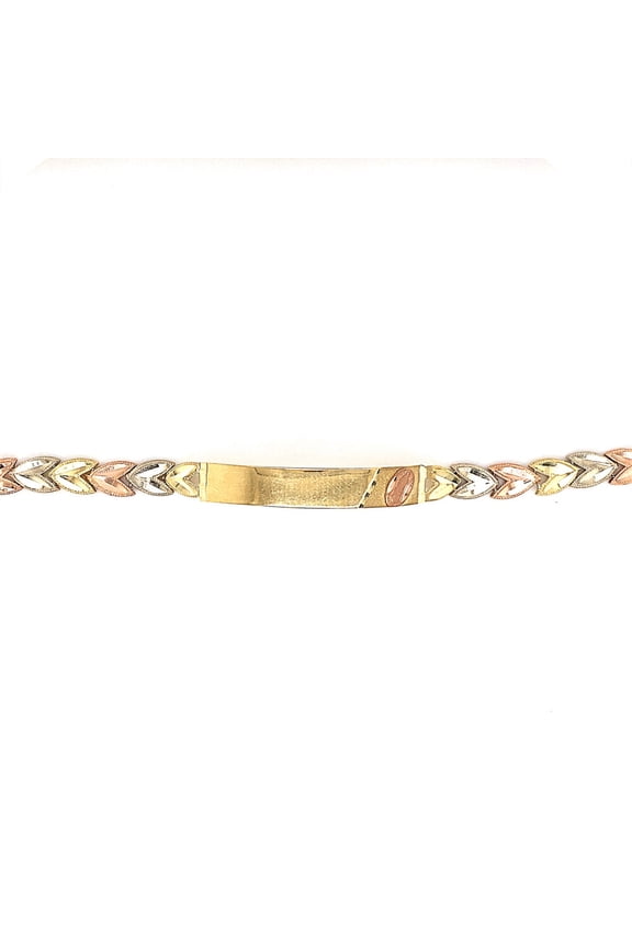14k Tri Color Ladies ID Bracelet 7"