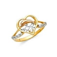 thumbnail image 1 of 14k Tri Color Solid Gold CZ Dolphin in Heart Charm Ring 11mm, 1 of 1