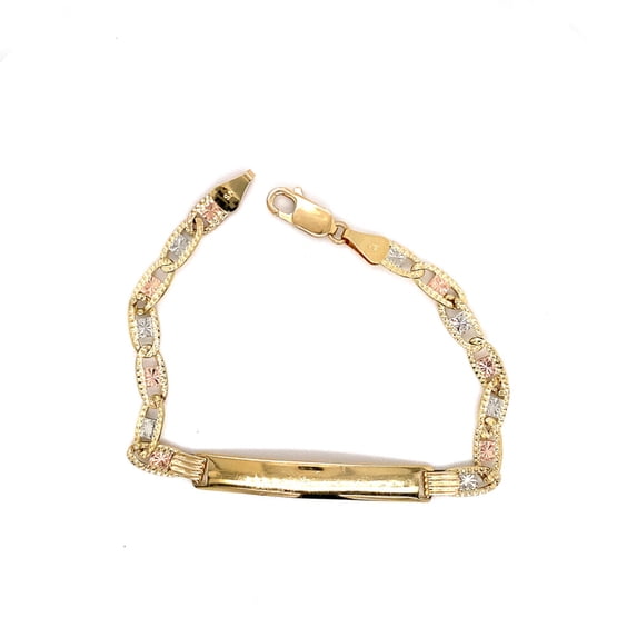 14k Tri Color Valentino 5.5mm ID Bracelet 7.5"