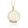 thumbnail image 1 of 14K Solid Tri Color Pink White Yellow Gold Beads Spiral Pendant Necklace, 1 of 3