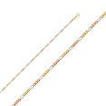 thumbnail image 1 of 14k Tri Gold 1.8mm Concave Solid Figaro Pave Chain Link Necklace 20" Jewelry Female Unisex, 1 of 5