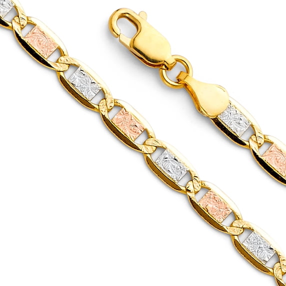 14k Tri Gold 4.2mm Stamped Solid Valentino Chain Link Bracelet 7.5" Jewelry Female Unisex