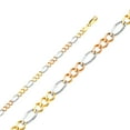 thumbnail image 1 of 14k Tri Gold 5.5mm Concave Solid Figaro Pave Chain Link Necklace 20" Jewelry Female Unisex, 1 of 5