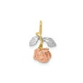 thumbnail image 1 of 14k Tri-Tone Gold Rose Pendant Necklace for Women with Yellow White and Rose Gold Blooming Flower and Leaf Design Romantic Floral Jewelry for Everyday Wear or Special Occasions, 1 of 6