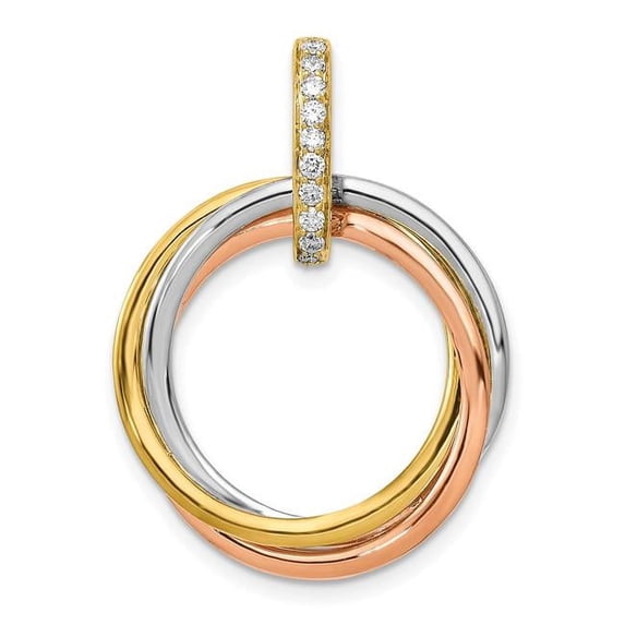 14k Tri-color 1/10ct. Diamond Intertwined Circles Pendant PM4716