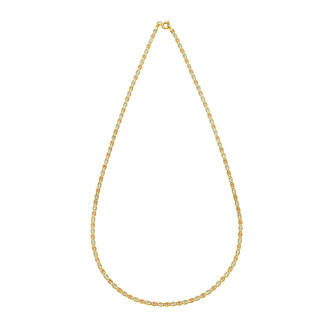 14k Tri-color Gold 2mm Pave Chain Necklace With Spring-ring Clasp 16 ...