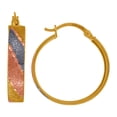 thumbnail image 1 of 14k Tri-color Gold Womens Textured Hinged Hoop Earrings 23mm Hoop Earring for Women - 2.3 Grams, 1 of 2