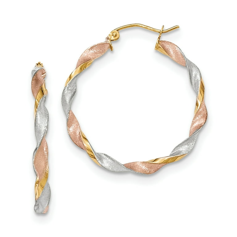 Tri color twisted hoop earrings deals