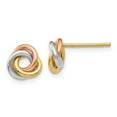 thumbnail image 1 of 14k Tri-color Twisted Knot Post Earrings 14k Tri-Color Earrings, 1 of 1