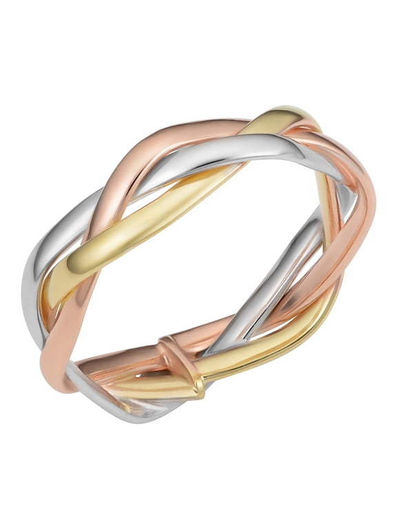 KoolJewelry 14k Tricolor Gold Braided Ring (size 6)
