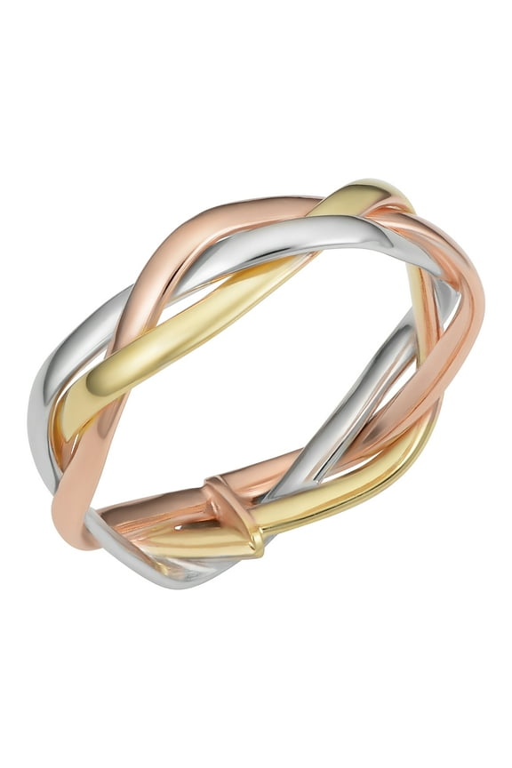 KoolJewelry 14k Tricolor Gold Braided Ring (size 6)