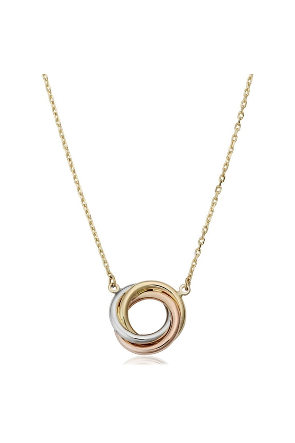 KoolJewelry 14k Tricolor Gold High Polish Adjustable Length Love Knot Necklace (fits 16" or 18")