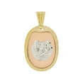 thumbnail image 1 of 14k Tricolor Gold, Infant Baptism Christening Religious Pendant Oval Medal 14mm with 20" Dainty Neck Chain, 1 of 7