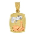 thumbnail image 1 of 14k Tricolor Gold, Mini Baptism Christening Medal Pendant Religious Charm 9mm with 16" Dainty Neck Chain, 1 of 5