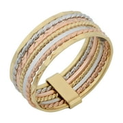 FREMADA KoolJewelry 14k Tricolor Gold Seven Days Stack Ring | Gold Jewelry for Women