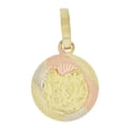 thumbnail image 1 of 14k Tricolor Gold, Small Baptism Christening Religious Pendant Round Charm 13mm with 16" Dainty Neck Chain, 1 of 7