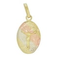 thumbnail image 1 of 14k Tricolor Gold, Small Christ Jesus Crucifixion Religious Pendant Round Charm 13mm, 1 of 6