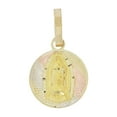 thumbnail image 1 of 14k Tricolor Gold, Small Virgin Mary Religious Pendant Round Charm 13mm with 16" Dainty Neck Chain, 1 of 8
