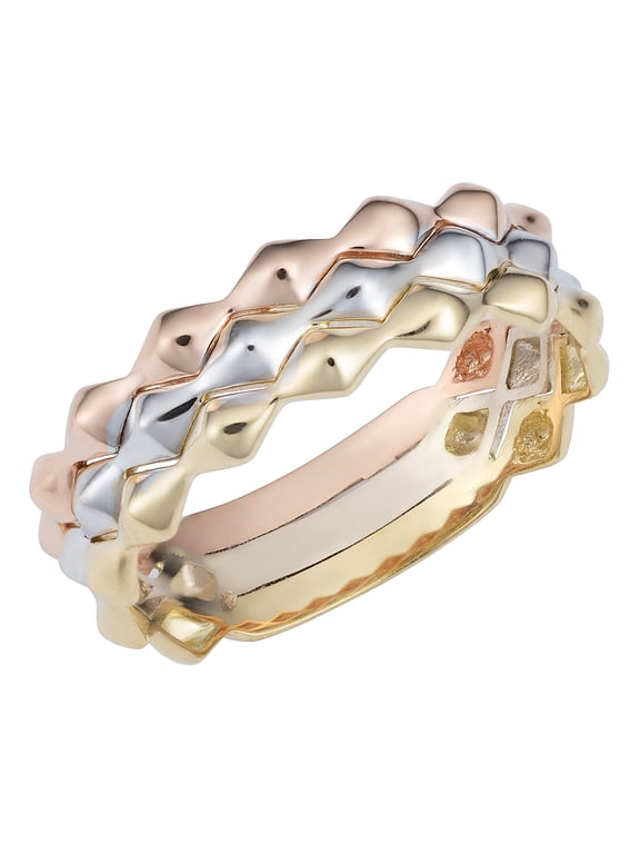 KoolJewelry 14k Tricolor Gold Triple Band Ring (size 6)