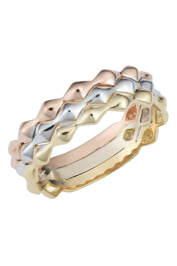 KoolJewelry 14k Tricolor Gold Triple Band Ring (size 6)