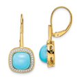 thumbnail image 1 of 14k Turquoise and Diamond Leverback Earrings, 1 of 4
