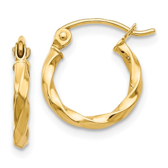 14k Twist Polished Hoop Earring 14k Yellow Gold Earrings