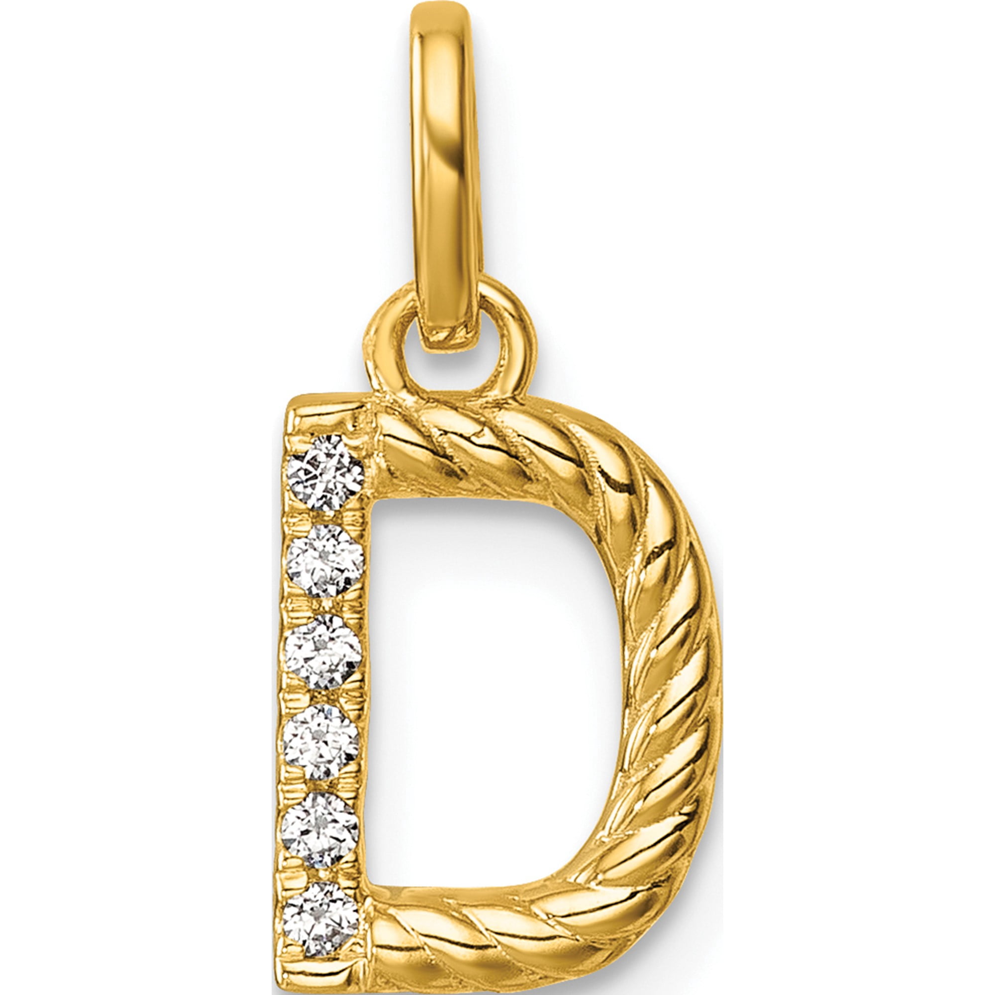 14k Twisted with 05 ct Diamond Initial D Charm Yellow Gold Material Ethereal Polished Radiant A thoughtful gift for anniversaries birthdays or special occasions