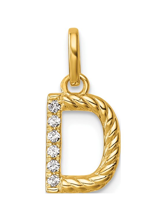 14K Yellow Gold Twisted with .05 ct. Diamond Initial D Charm