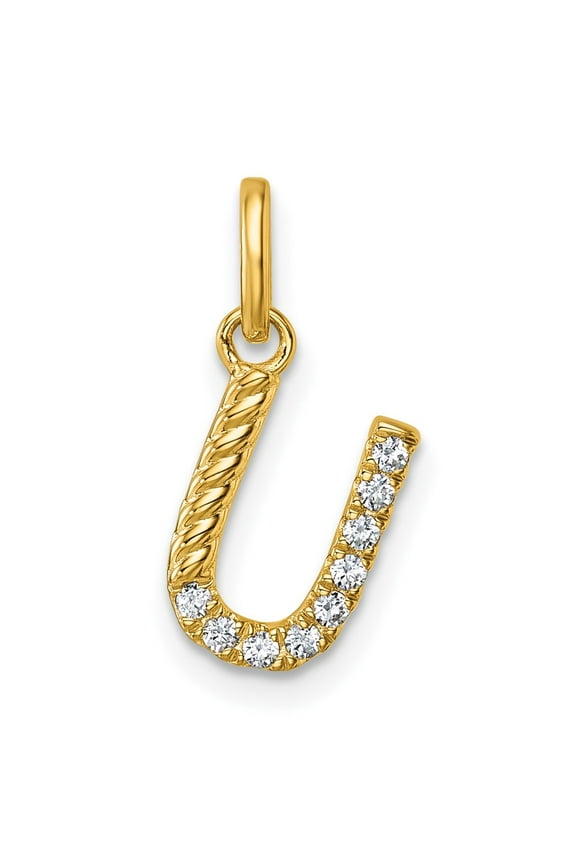 14k Twisted .10 ct. Diamond Initial U Charm