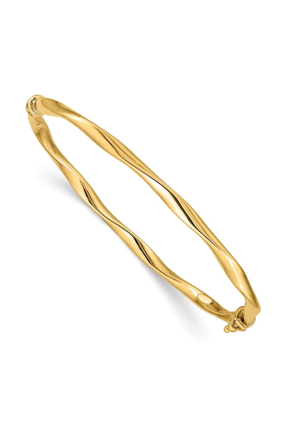 14k Twisted Tube Hinged Bangle