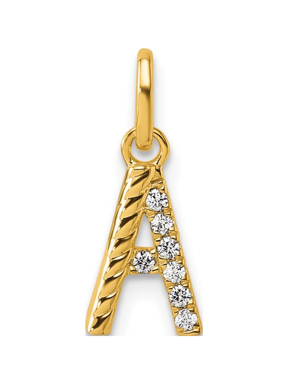 14K Yellow Gold Twisted with .05 ct. Diamond Initial A Charm