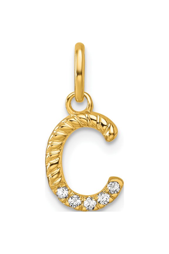14k Twisted with 05 ct Diamond Initial C Charm Yellow Gold Material Timeless Opulent Statement Perfect for adding elegance to any outfit