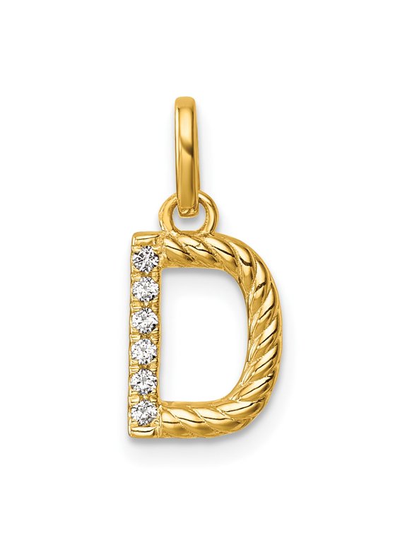 14k Twisted with .05 ct. Diamond Initial D Charm