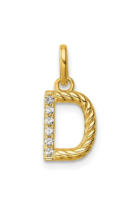 14k Twisted with .05 ct. Diamond Initial D Charm