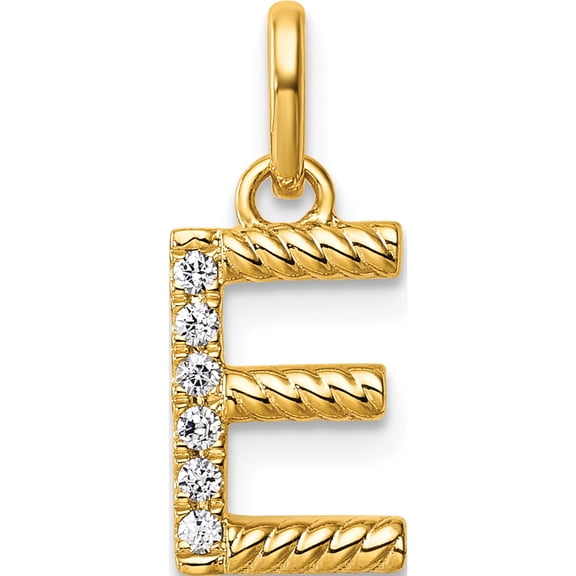 14k Twisted with 05 ct Diamond Initial E Charm Yellow Gold Material Romantic Chic Ethereal Celebrate milestones with style and brilliance