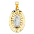 thumbnail image 1 of 14k Two-Color Gold Bright Colorful Virgin of Guadalupe Pendant Mexico City Charm Jewelry Female, 1 of 3