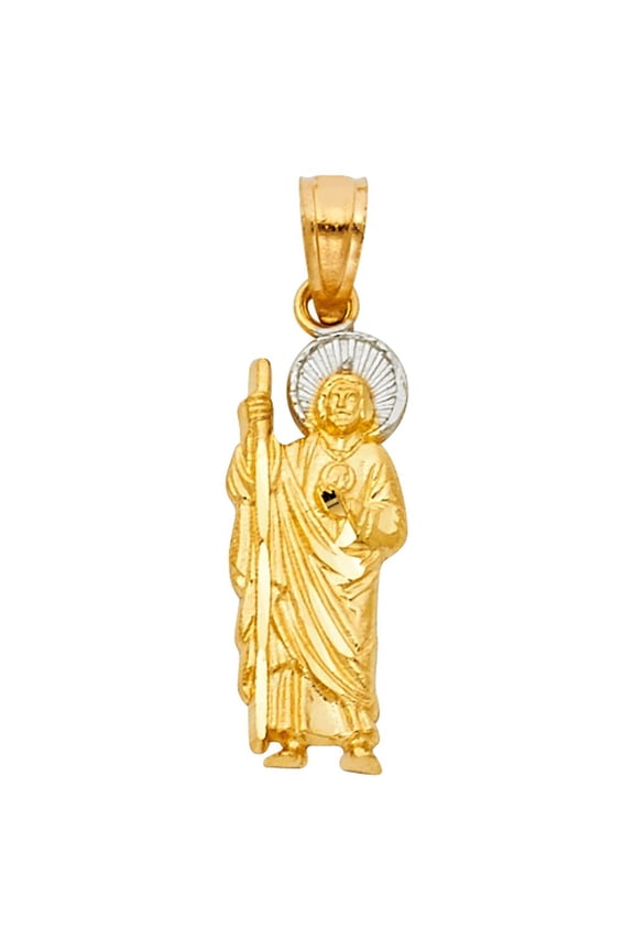 14k Two-Color Gold Moses with Rod Pendant Egypt Faith Bible Jewish Charm Jewelry Female Unisex