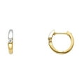 thumbnail image 1 of 14k Two-Color Gold Studded Hoop Huggie Hoop Hinge Earrings Jewelry Female Unisex, 1 of 3