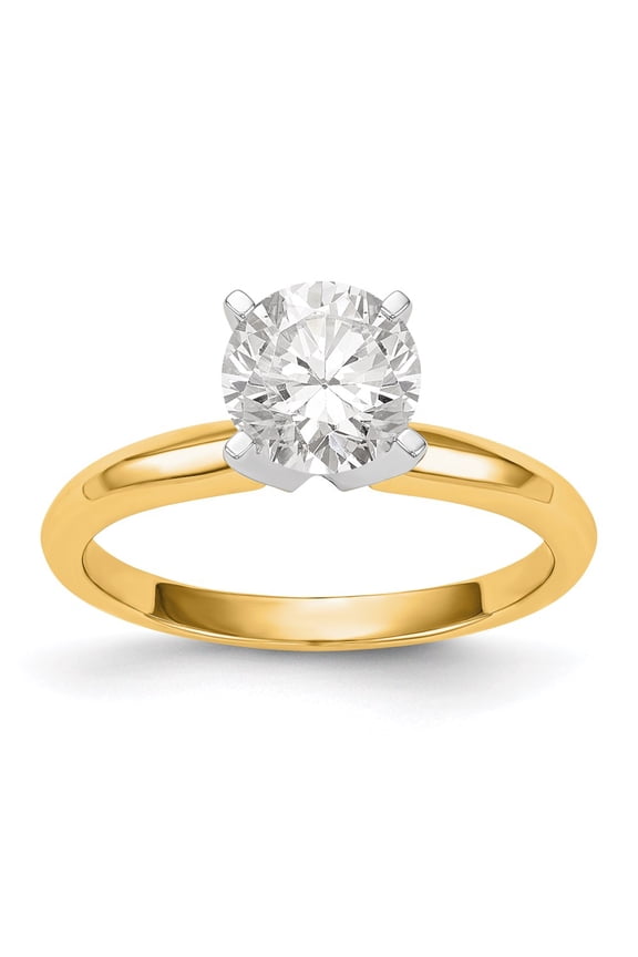 14k Two-Tone 1 carat Lightweight Knife Edge/Half-Round 4-Prong Round Solitaire Ring Mounting