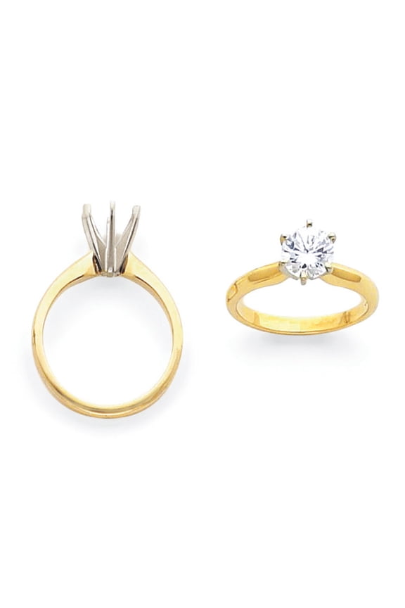 14k Two-Tone 3.5mm Flat Comfort-Fit Rocker Ring Mounting