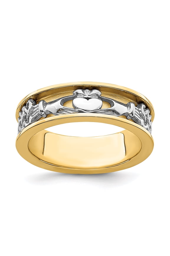 14k Two-tone Mens Claddagh Band R872
