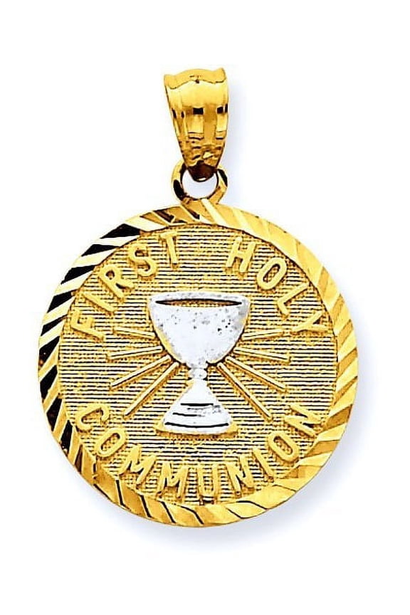 14k Two-Tone Communion Chalice Pendant - 2/3 Inch X 2/3 Inch in 14K Two Tone Gold