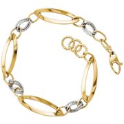 COUTURE JEWELERS 14k Two Tone Fancy Lobster Closure Gold Polished and Sparkle Cut Link With 1/2in. Ext. Bracelet 7.25 Inch Jewelry Gifts
