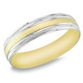thumbnail image 1 of 14k Two-Tone Gold 5MM Curve Pattern Rim Edge Design Wedding Band Non Comfort Fit Size 5.5, 1 of 1