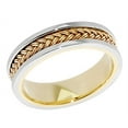 thumbnail image 1 of 14k Two-Tone Gold 5MM Hand Braided Weave Rope Design Wedding Band Comfort Fit Size 6, 1 of 2