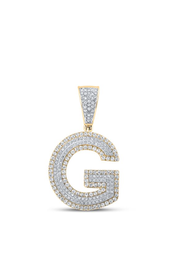 14k Two-Tone Gold 7/8 CTW Natural Diamond Initial "G" Mens Charm 4.7 Grams