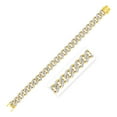 thumbnail image 1 of 14k Two Tone Gold 8 1/2 inch Curb Chain Bracelet White Pave 8.5 in, 1 of 2