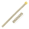 thumbnail image 1 of 14k Two Tone Gold 8 1/2 inch Wide Curb Chain Bracelet Pave 8.5 in, 1 of 2