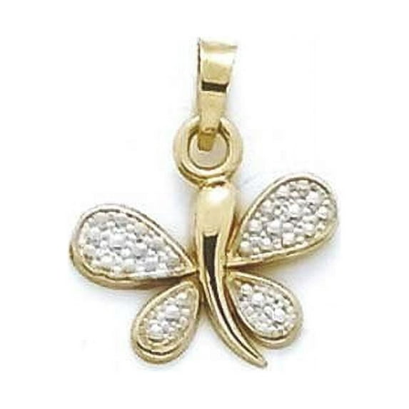 14k Two-Tone Gold Butterfly Pendant - .9 Grams