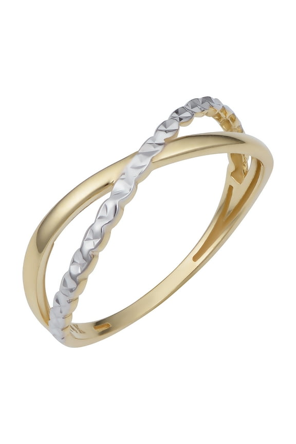 14k Two-tone Gold Criss Cross X Ring (size 5)